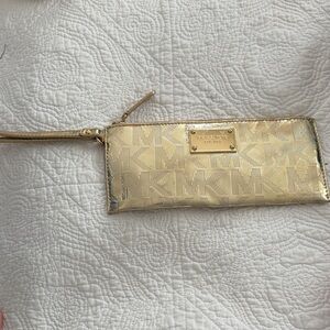 Michael Kors Metallic Gold Wristlet Clutch